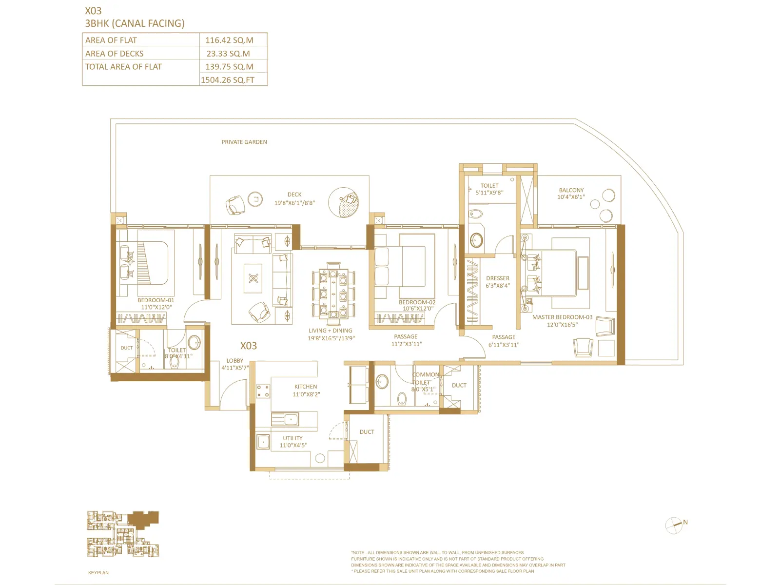 SP Wildernest 3 BHK floor plan — 1,384 to 1,504 sq.ft. carpet area
